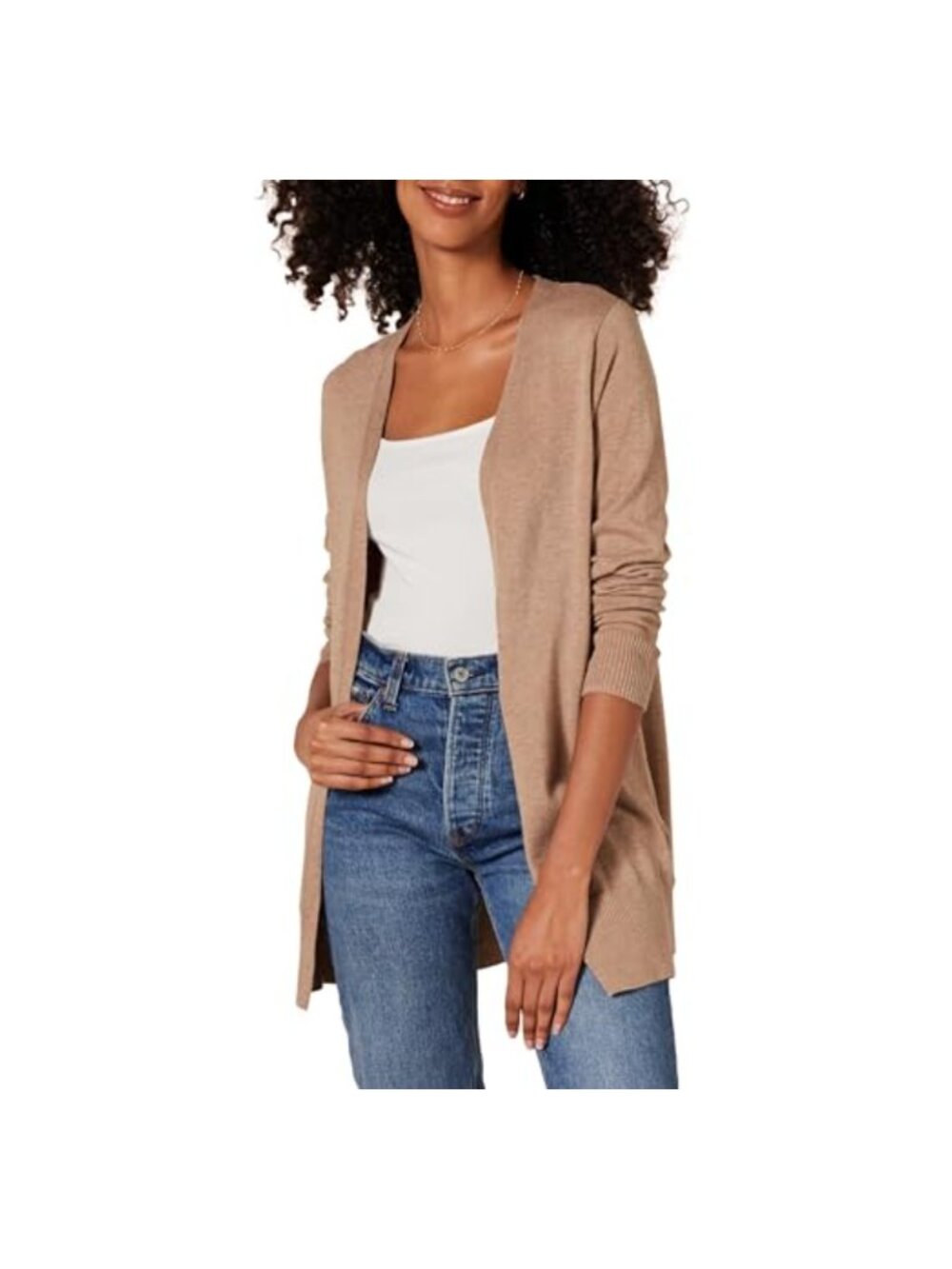 Women's Plus Size Lightweight Cardigan Cotton Blend Open Front Long Sleeve